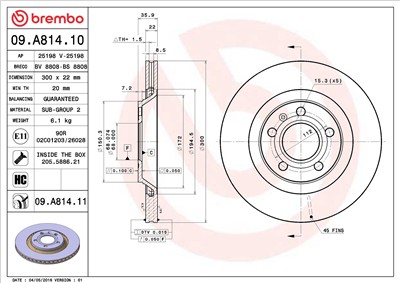BREMBO 09.A814.11 EAN: 8020584023549.
