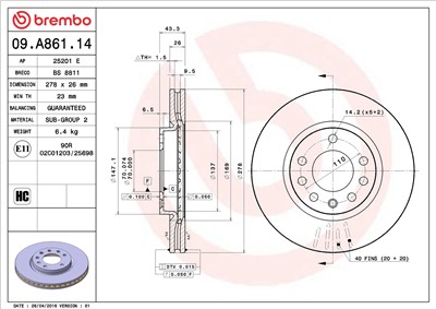 BREMBO 09.A861.14 EAN: 8020584023693.