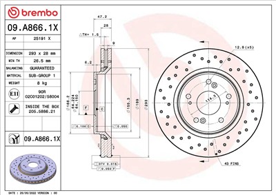 BREMBO 09.A866.1X EAN: 8020584320501.