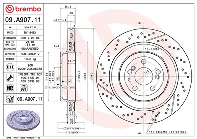 BREMBO 09.A907.11 EAN: 8020584310953.