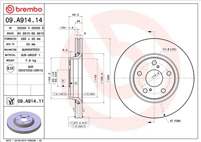 BREMBO 09.A914.11 EAN: 8020584225615.
