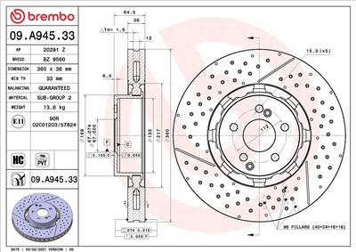 BREMBO 09.A945.33 EAN: 8020584316078.