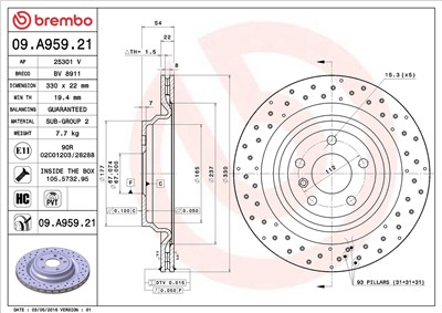 BREMBO 09.A959.21 EAN: 8020584039243.