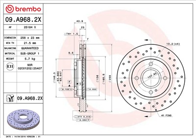 BREMBO 09.A968.2X EAN: 8020584217504.