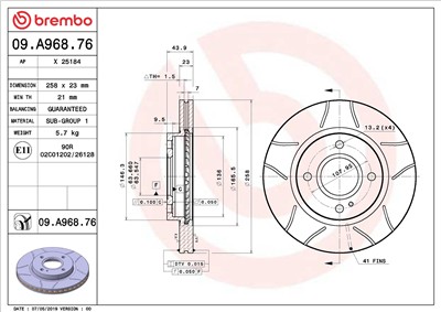 BREMBO 09.A968.76 EAN: 8020584237298.