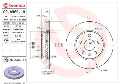BREMBO 09.A969.11 EAN: 8020584222256.