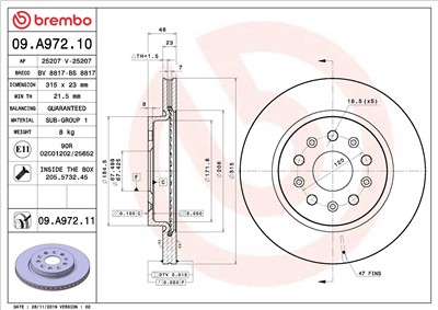 BREMBO 09.A972.11 EAN: 8020584025888.