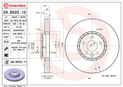 BREMBO 09.B025.11 EAN: 8020584025925.