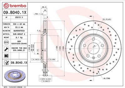 BREMBO 09.B040.1X EAN: 8020584217726.