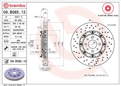 BREMBO 09.B085.13 EAN: 8020584039137.