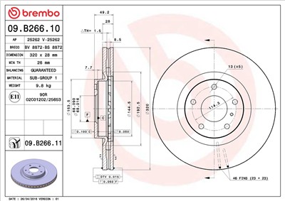 BREMBO 09.B266.11 EAN: 8020584032572.