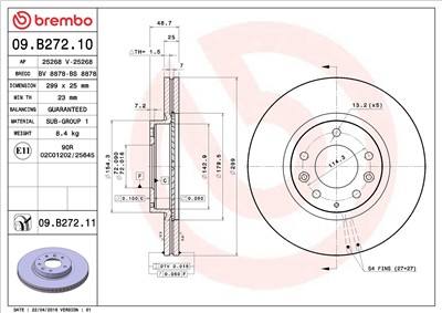 BREMBO 09.B272.10 EAN: 8020584033630.