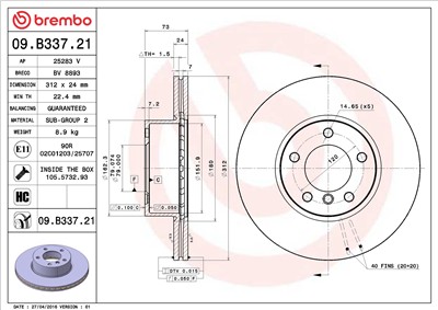 BREMBO 09.B337.21 EAN: 8020584035733.