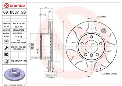 BREMBO 09.B337.2S EAN: 8020584344354.