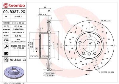 BREMBO 09.B337.2X EAN: 8020584217603.
