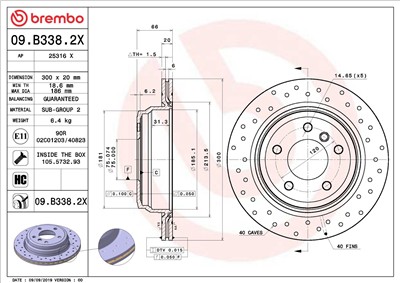 BREMBO 09.B338.2X EAN: 8020584237977.