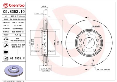 BREMBO 09.B353.11 EAN: 8020584225912.