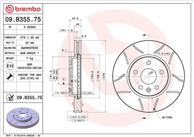 BREMBO 09.B355.75 EAN: 8020584237304.