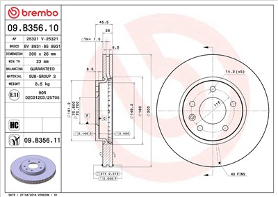 BREMBO 09.B356.11 EAN: 8020584038260.