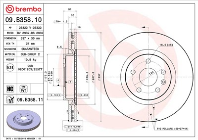 BREMBO 09.B358.11 EAN: 8020584036631.