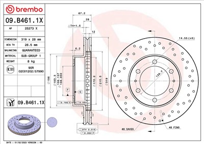 BREMBO 09.B461.1X EAN: 8020584322888.