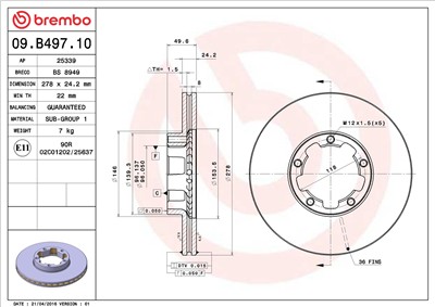 BREMBO 09.B497.10 EAN: 8020584036549.