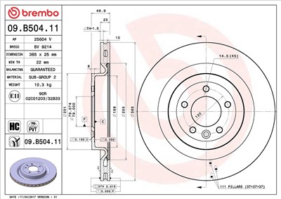 BREMBO 09.B504.11 EAN: 8020584221914.