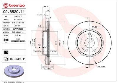 BREMBO 09.B520.11 EAN: 8020584032398.