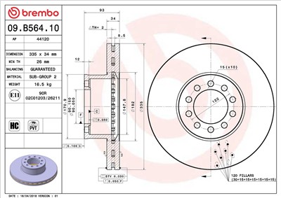 BREMBO 09.B564.10 EAN: 8020584233306.