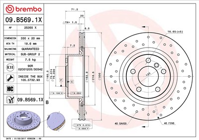 BREMBO 09.B569.1X EAN: 8020584228463.