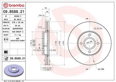BREMBO 09.B588.21 EAN: 8020584310731.