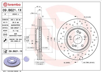 BREMBO 09.B621.1X EAN: 8020584324967.