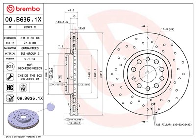 BREMBO 09.B635.1X EAN: 8020584343098.