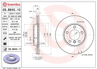 BREMBO 09.B645.11 EAN: 8020584218709.