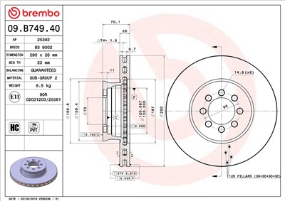 BREMBO 09.B749.40 EAN: 8020584210840.