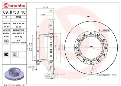 BREMBO 09.B750.10 EAN: 8020584236765.