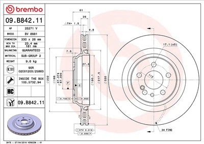 BREMBO 09.B842.11 EAN: 8020584033975.