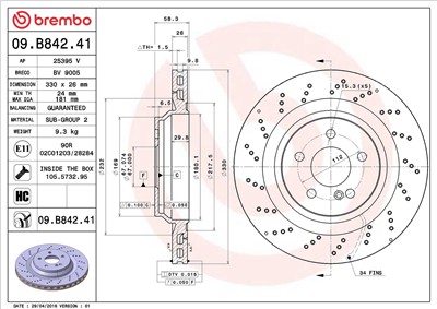 BREMBO 09.B842.41 EAN: 8020584037584.