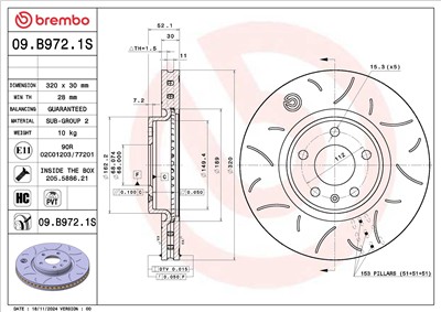 BREMBO 09.B972.1S EAN: 8020584345450.