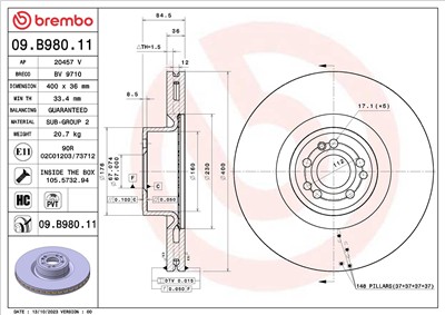 BREMBO 09.B980.11 EAN: 8020584326466.