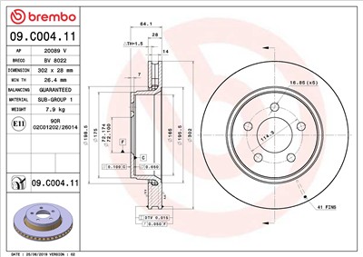 BREMBO 09.C004.11 EAN: 8020584216354.