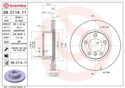 BREMBO 09.C114.11 EAN: 8020584220986.