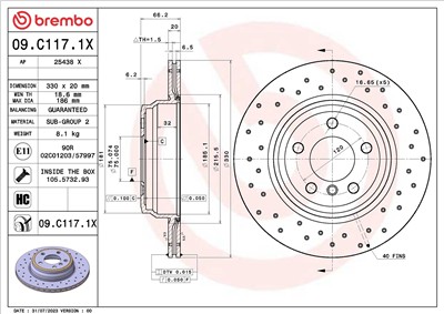 BREMBO 09.C117.1X EAN: 8020584326312.