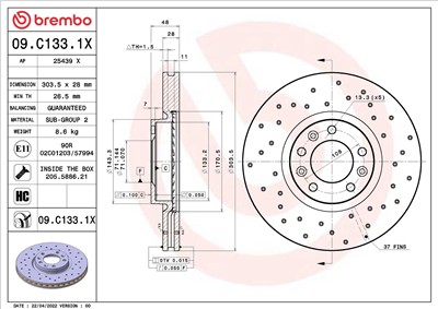 BREMBO 09.C133.1X EAN: 8020584320136.
