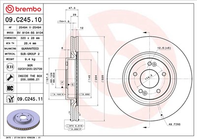 BREMBO 09.C245.11 EAN: 8020584222416.