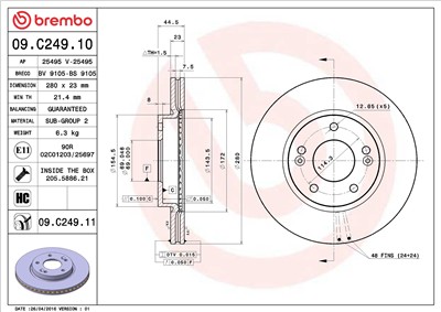 BREMBO 09.C249.11 EAN: 8020584212745.