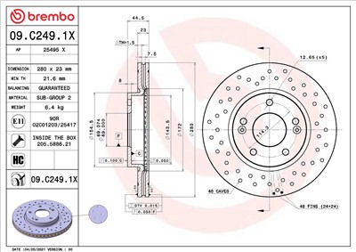 BREMBO 09.C249.1X EAN: 8020584317037.