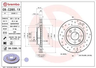BREMBO 09.C285.1X EAN: 8020584327265.