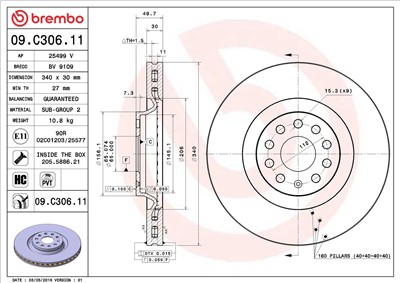 BREMBO 09.C306.11 EAN: 8020584222874.