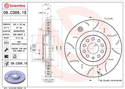 BREMBO 09.C306.1S EAN: 8020584346419.